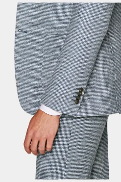 SUITSUPPLY Havana Anzug Dreiteiler Hellblau Hahnentrittmuster-Männlich Casual Anzüge