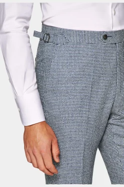 SUITSUPPLY Havana Anzug Dreiteiler Hellblau Hahnentrittmuster-Männlich Casual Anzüge