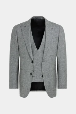SUITSUPPLY Havana Anzug Dreiteiler Mittelgrau Hahnentrittmuster-Männlich Business Anzüge