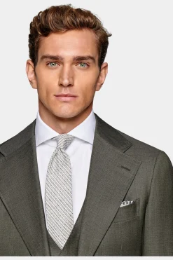 SUITSUPPLY Havana Anzug Dreiteiler Mittelgrün-Männlich Business Anzüge