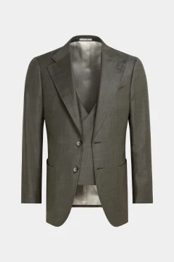 SUITSUPPLY Havana Anzug Dreiteiler Mittelgrün-Männlich Business Anzüge
