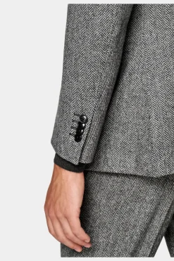 SUITSUPPLY Havana Anzug Dreiteiler Mittelgrau Fischgrätmuster-Männlich Casual Anzüge