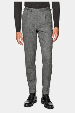 SUITSUPPLY Havana Anzug Dreiteiler Mittelgrau Fischgrätmuster-Männlich Casual Anzüge
