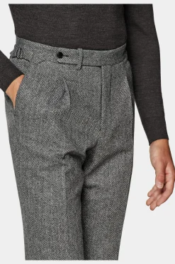 SUITSUPPLY Havana Anzug Dreiteiler Mittelgrau Fischgrätmuster-Männlich Casual Anzüge