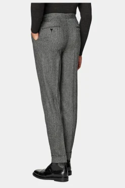SUITSUPPLY Havana Anzug Dreiteiler Mittelgrau Fischgrätmuster-Männlich Casual Anzüge