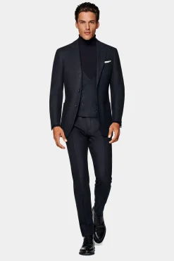 SUITSUPPLY Havana Anzug Dreiteiler Navy-Männlich Casual Anzüge