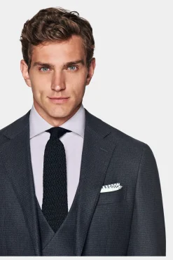 SUITSUPPLY Havana Anzug Dreiteiler Navy Hahnentrittmuster-Männlich Casual Anzüge