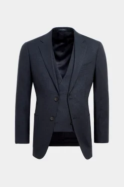 SUITSUPPLY Havana Anzug Dreiteiler Navy Hahnentrittmuster-Männlich Casual Anzüge