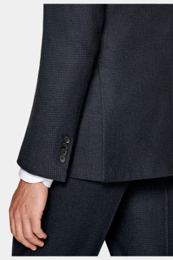 SUITSUPPLY Havana Anzug Dreiteiler Navy Hahnentrittmuster-Männlich Casual Anzüge