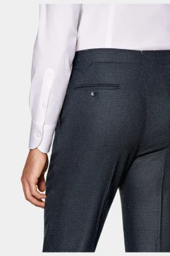 SUITSUPPLY Havana Anzug Dreiteiler Navy Hahnentrittmuster-Männlich Casual Anzüge