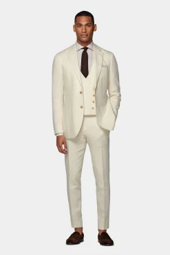 SUITSUPPLY Havana Anzug Dreiteiler Off-White-Männlich Casual Anzüge