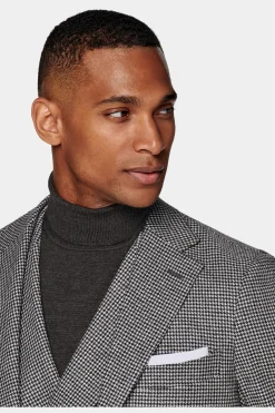 SUITSUPPLY Havana Anzug Dreiteiler Schwarz Hahnentrittmuster-Männlich Casual Anzüge