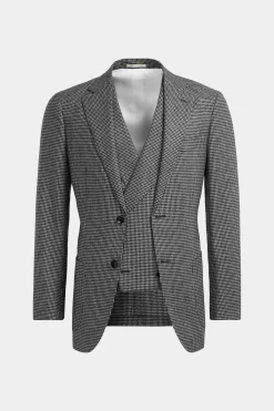 SUITSUPPLY Havana Anzug Dreiteiler Schwarz Hahnentrittmuster-Männlich Casual Anzüge