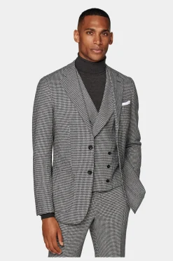 SUITSUPPLY Havana Anzug Dreiteiler Schwarz Hahnentrittmuster-Männlich Casual Anzüge