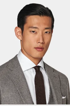 SUITSUPPLY Havana Anzug Dreiteiler Taupe Hahnentrittmuster-Männlich Casual Anzüge