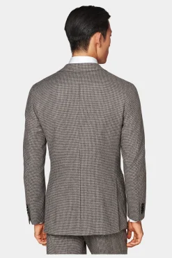 SUITSUPPLY Havana Anzug Dreiteiler Taupe Hahnentrittmuster-Männlich Casual Anzüge
