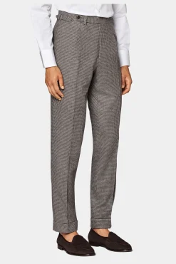 SUITSUPPLY Havana Anzug Dreiteiler Taupe Hahnentrittmuster-Männlich Casual Anzüge