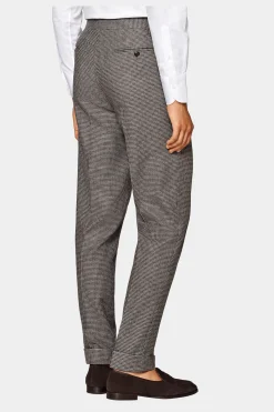 SUITSUPPLY Havana Anzug Dreiteiler Taupe Hahnentrittmuster-Männlich Casual Anzüge
