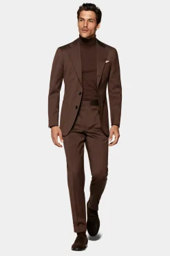 SUITSUPPLY Havana Anzug Dunkelbraun Fischgrätmuster-Männlich Business Anzüge