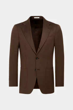 SUITSUPPLY Havana Anzug Dunkelbraun Fischgrätmuster-Männlich Business Anzüge