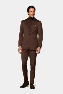 SUITSUPPLY Havana Anzug Dunkelbraun Fischgrätmuster-Männlich Business Anzüge