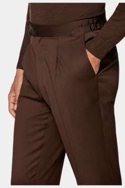 SUITSUPPLY Havana Anzug Dunkelbraun Fischgrätmuster-Männlich Business Anzüge