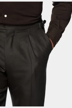 SUITSUPPLY Havana Anzug Dunkelbraun Fischgrätmuster-Männlich Casual Anzüge