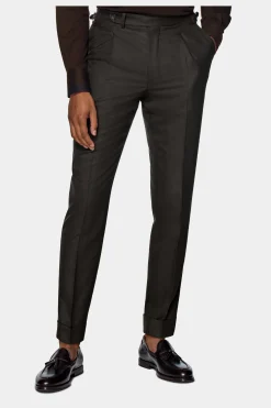 SUITSUPPLY Havana Anzug Dunkelbraun Fischgrätmuster-Männlich Casual Anzüge