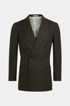 SUITSUPPLY Havana Anzug Dunkelbraun Fischgrätmuster-Männlich Casual Anzüge