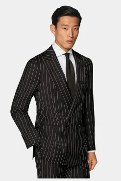 SUITSUPPLY Havana Anzug Dunkelbraun Gestreift-Männlich Casual Anzüge