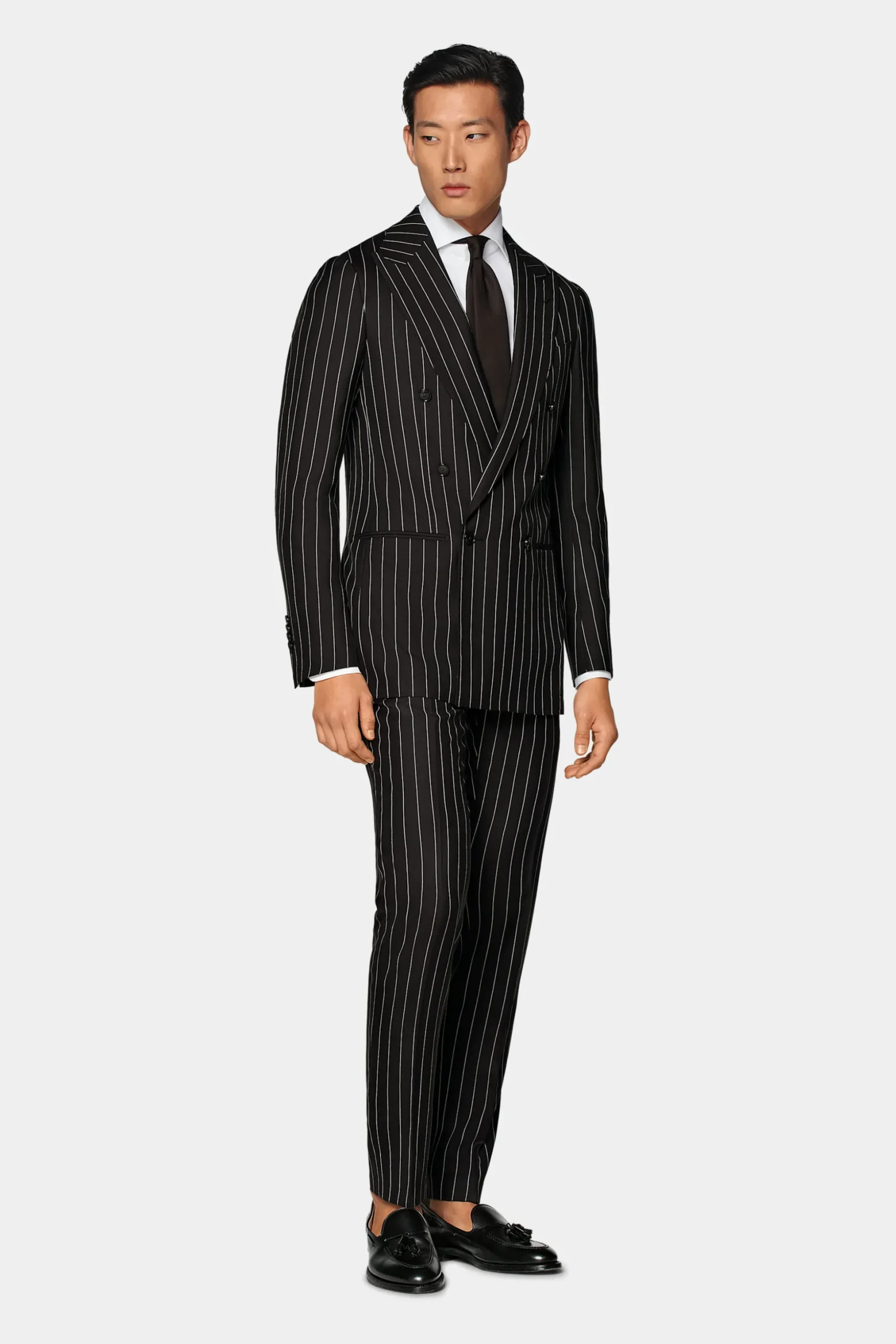 SUITSUPPLY Havana Anzug Dunkelbraun Gestreift-Männlich Casual Anzüge