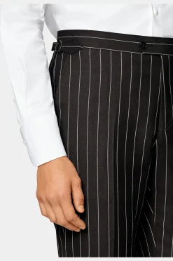 SUITSUPPLY Havana Anzug Dunkelbraun Gestreift-Männlich Casual Anzüge