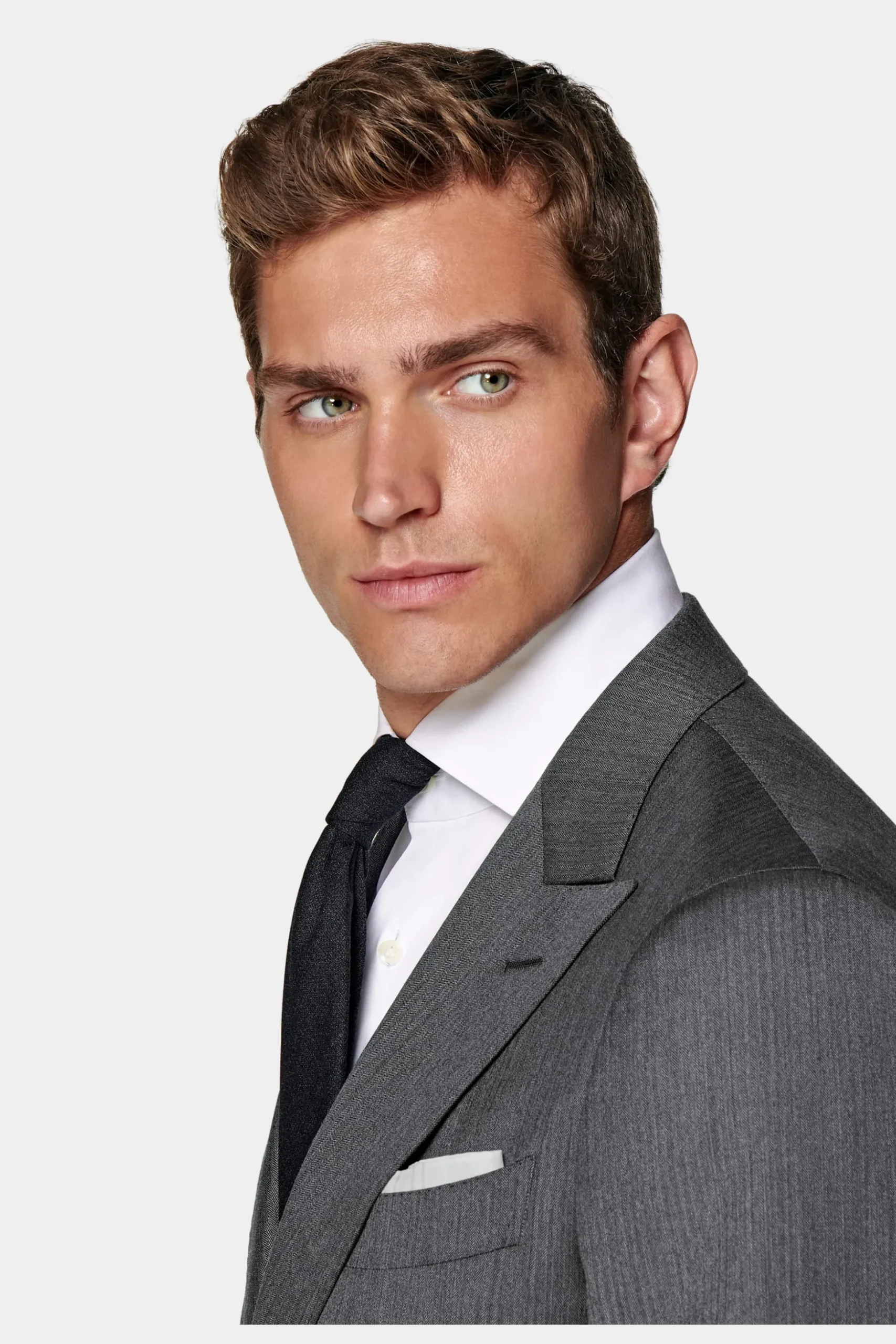 SUITSUPPLY Havana Anzug Dunkelgrau Fischgrätmuster-Männlich Business Anzüge