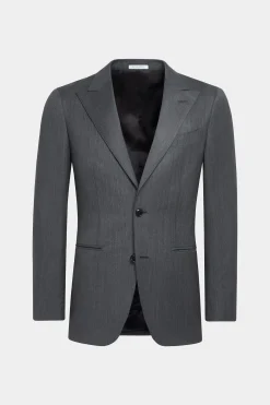SUITSUPPLY Havana Anzug Dunkelgrau Fischgrätmuster-Männlich Business Anzüge