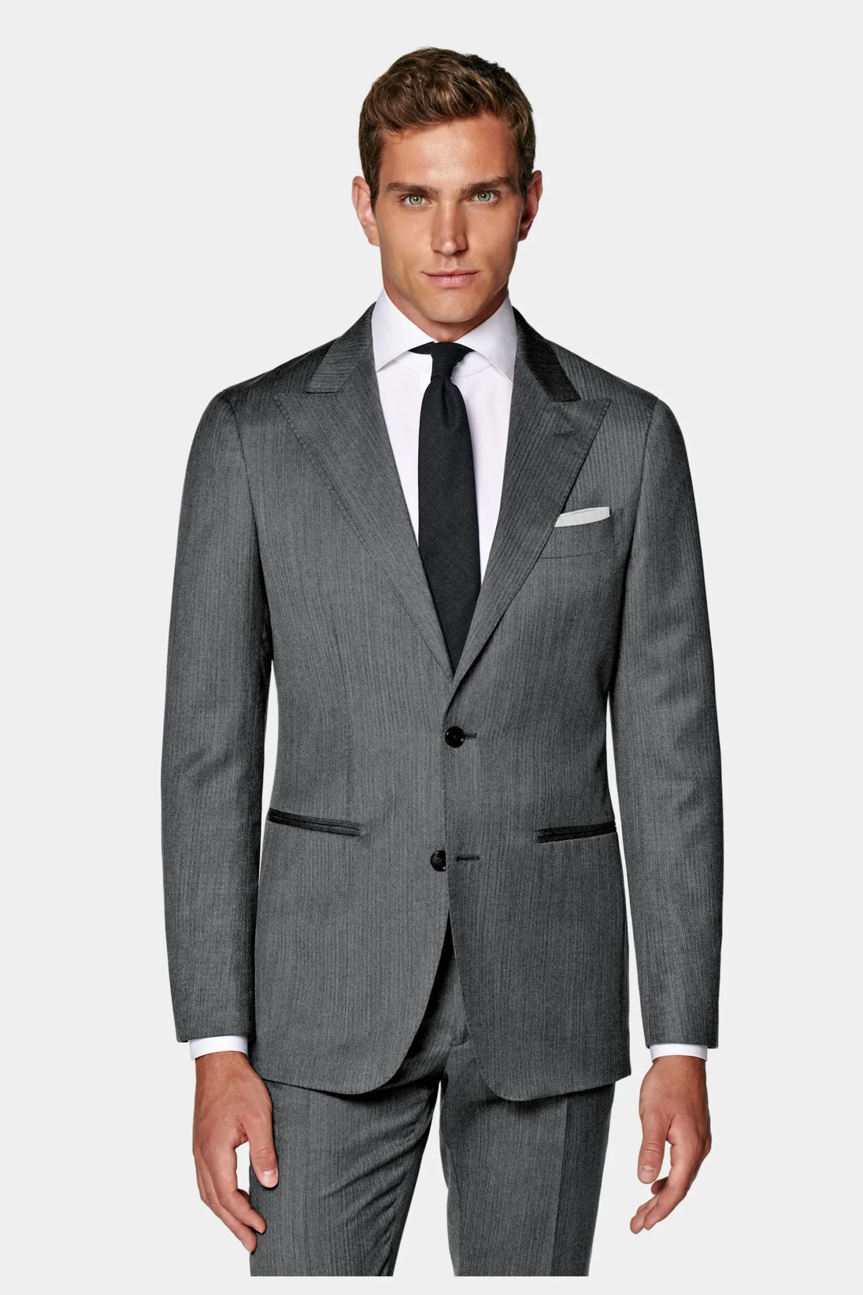 SUITSUPPLY Havana Anzug Dunkelgrau Fischgrätmuster-Männlich Business Anzüge