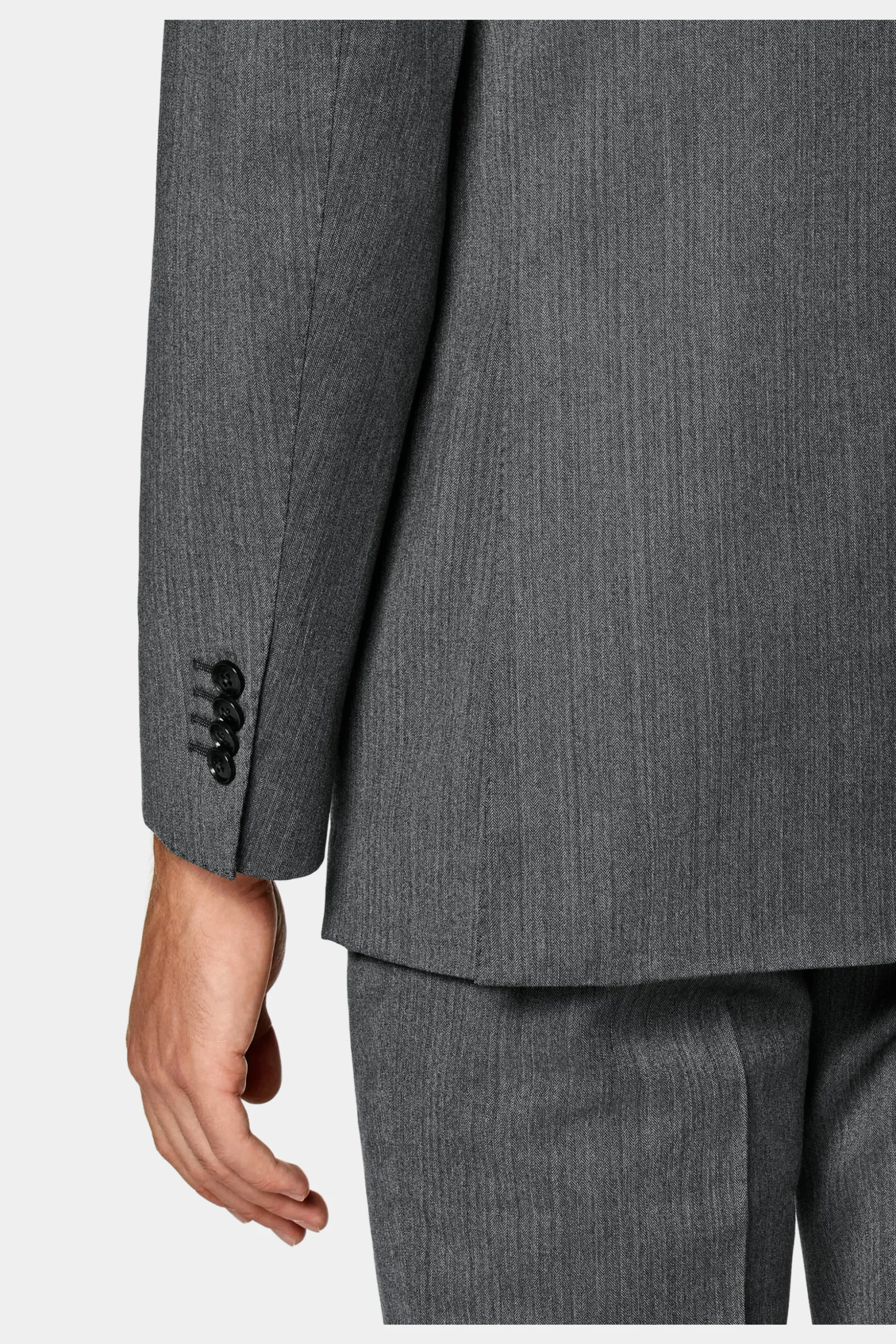 SUITSUPPLY Havana Anzug Dunkelgrau Fischgrätmuster-Männlich Business Anzüge