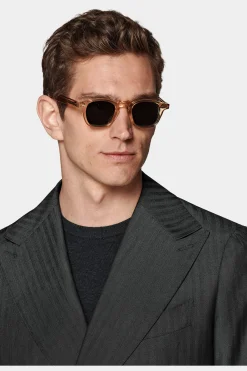 SUITSUPPLY Havana Anzug Dunkelgrau Fischgrätmuster-Männlich Business Anzüge