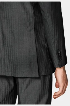 SUITSUPPLY Havana Anzug Dunkelgrau Fischgrätmuster-Männlich Business Anzüge
