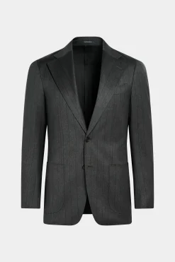 SUITSUPPLY Havana Anzug Dunkelgrau Gestreift-Männlich Business Anzüge