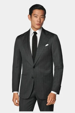 SUITSUPPLY Havana Anzug Dunkelgrau Gestreift-Männlich Business Anzüge