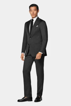 SUITSUPPLY Havana Anzug Dunkelgrau Gestreift-Männlich Business Anzüge