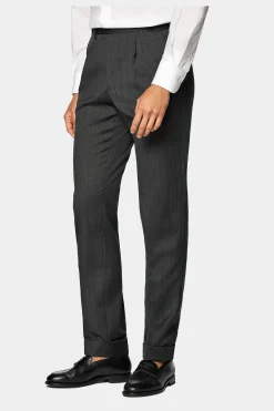 SUITSUPPLY Havana Anzug Dunkelgrau Gestreift-Männlich Business Anzüge