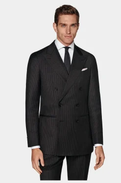 SUITSUPPLY Havana Anzug Dunkelgrau Gestreift-Männlich Business Anzüge