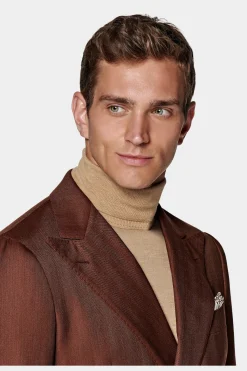 SUITSUPPLY Havana Anzug Dunkelorange Fischgrätmuster-Männlich Business Anzüge