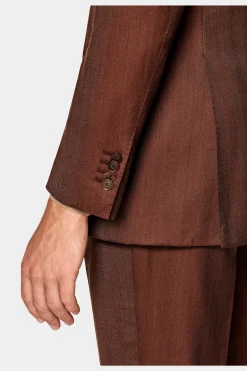 SUITSUPPLY Havana Anzug Dunkelorange Fischgrätmuster-Männlich Business Anzüge