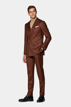 SUITSUPPLY Havana Anzug Dunkelorange Fischgrätmuster-Männlich Business Anzüge