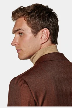 SUITSUPPLY Havana Anzug Dunkelorange Fischgrätmuster-Männlich Business Anzüge