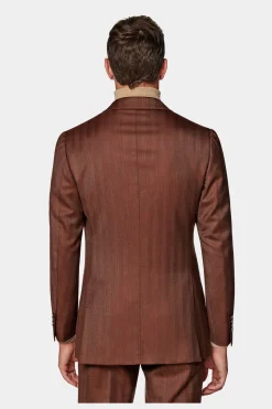 SUITSUPPLY Havana Anzug Dunkelorange Fischgrätmuster-Männlich Business Anzüge
