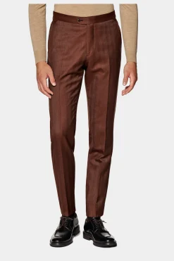 SUITSUPPLY Havana Anzug Dunkelorange Fischgrätmuster-Männlich Business Anzüge