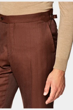 SUITSUPPLY Havana Anzug Dunkelorange Fischgrätmuster-Männlich Business Anzüge
